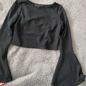 kendall and kylie black flare long sleeve